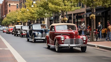 Photo sur Plexiglas Voitures anciennes 1942 Special Deluxe Fleet Line Driving Down 16th Street Mall in Denver