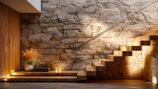 Treppe als Deko in einem modernem Haus. Generiert mit KI