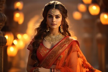 Indian Bride in Orange Saree - Royal Descent