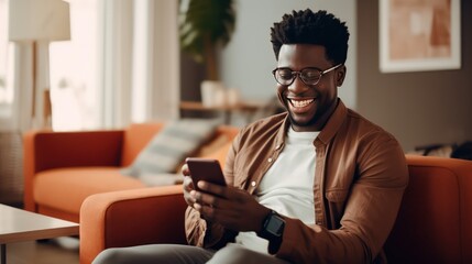 Young Cameroonian Male using smartphone at Home