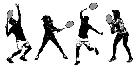 silhouettes of tennis