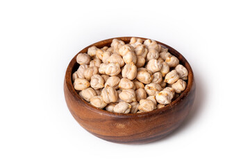 Dried chickpea on the white background