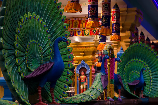 Hindu Temple inside the cave. Batu Caves, Malaysia. - Batu Caves are located just north of Kuala Lumpur. The cave is the focal point of Hindu festival of Thaipusam in Malaysia.