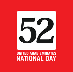 52 UAE national day of the United Arab Emirates. 2 December 1971. Vector logo.