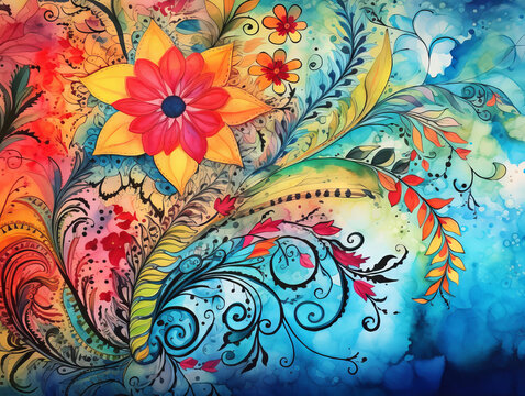 Flower watercolor abstraction