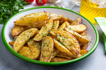 Baked spiced potatoes look delicious.