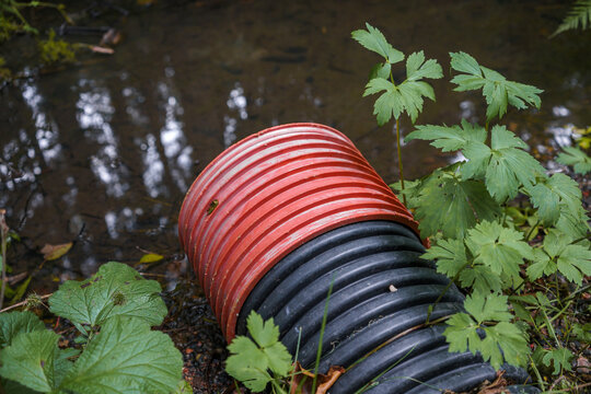 close up view of the PVC drain pipe
