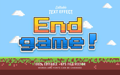 Retro game pixel style 3d editable vector text effect. Free Vector