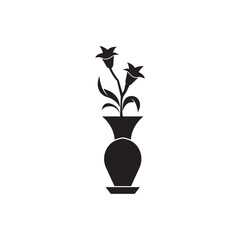 flower vase icon logo vector design template illustration