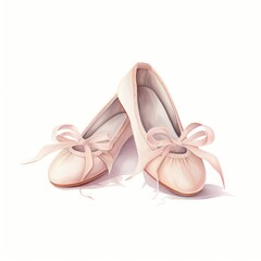 Pair of Elegant Ballet Shoes isolated on white background