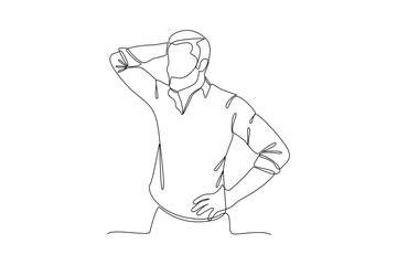 Continuous one line drawing Confused people in doubts and thoughts concept. Doodle vector illustration.