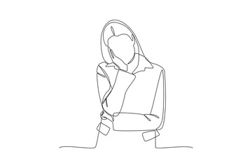 Continuous one line drawing Confused people in doubts and thoughts concept. Doodle vector illustration.