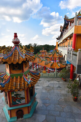 Obraz premium A grand scenic traditional colourful chinese Black Dragon Cave temple in Yong Peng; Johor, Malaysia