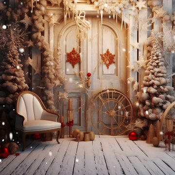 Cozy Christmas Backdrop, Winter Theme Background