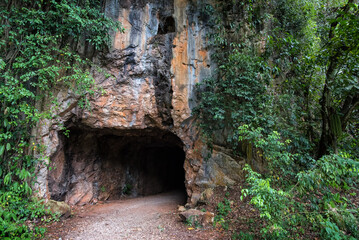 Fototapeta premium Cave tunnel to Tasik Cermin or Mirror Lake, Ipoh, Malaysia