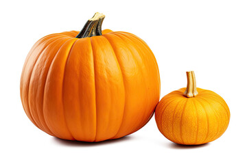 Obraz premium Whole couple orange pumpkin isolated on transparent background, Asian organic Herb and spice concept, Natural organic healthy plant.