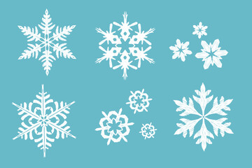 Fototapeta na wymiar set of snowflakes hand draw embroidery design.