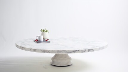Fototapeta na wymiar marble table on white background, using hi key style and dept of field perspective.