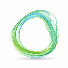 Blue and green color transparent wave in the shape of a circle. Abstract design element, frame.