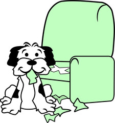 Dog tearing hole in chair cushion 