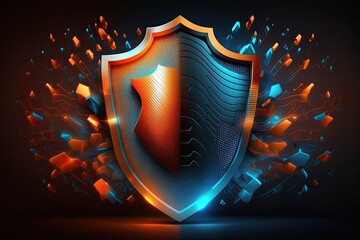 Fototapeta premium Cyber security shield technology protected data security and data privacy.Generative AI