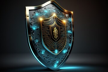 Cyber security shield technology protected data security and data privacy.Generative AI