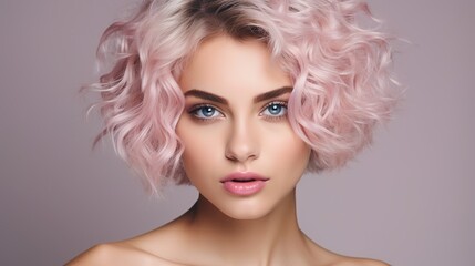 Naklejka premium Beautiful woman with perfect fresh clean skin, cosmetics, and face care.