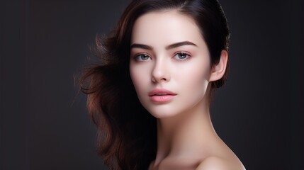 Beautiful woman with perfect fresh clean skin, cosmetics, and face care.