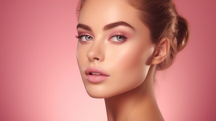 Beautiful young woman with clean fresh skin Face care, facial treatment, commercial concept.