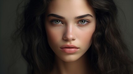 Fototapeta premium Close up beautiful woman face skincare and makeup