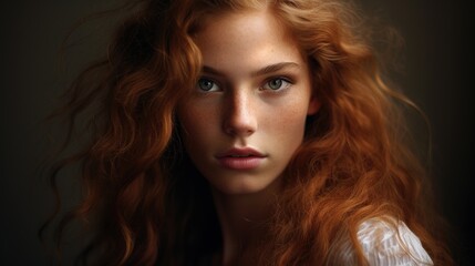 Naklejka premium Redhead Portrait: Captivating Gaze 