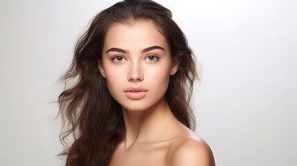 Portrait of beautiful woman and beauty skin care, glowing face
