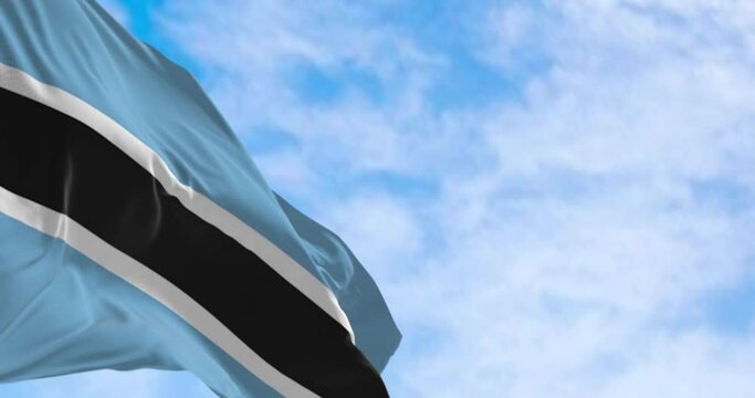 National flag of Botswana waving in the wind on a clear day