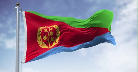 Eritrea national flag waving on a clear day