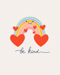 Cute rainbow for your design, childish hand drawn vector elements. Nursery theme, Vector illustration.