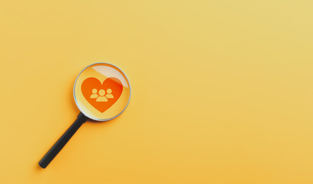 Increasing customer loyalty, Developing brand awareness, Understanding customer need, Providing value, Create relationship with customer engagement, Magnifying glass focus on customer heart icon