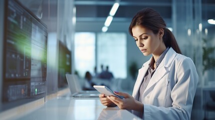 female doctor using on the tablet in the hospital