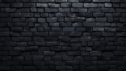 Abstract Black brick wall texture for pattern background. Wide panorama picture brickwork background for design.