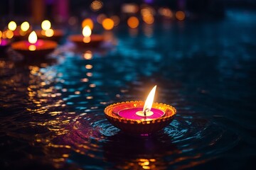 Flame of Faith: Illuminated Candle in Selective Focus Decoration
