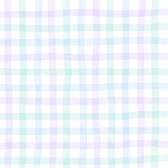 Green Purple Blue Gingham Check Hand Drawn Background