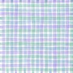 Green Purple Blue Gingham Check Hand Drawn Background