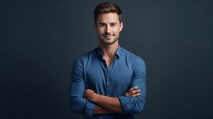 Obraz premium portrait of a man on gray background. generative ai