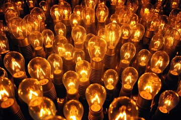 Glowing Incandescent Light Bulbs - Warm Yellow Illumination