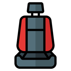 Car seat. Vector filled line icon of a car or automobile, symbolizing a machine for driving. It is presented in a filled line style, suitable for mobile concepts and web design