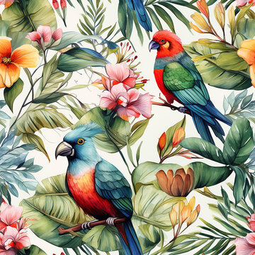 Animal kingdom of Birds, In the Tropical Forest, Generrative AI illustration