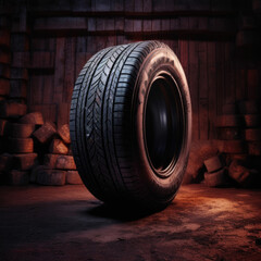 Fototapeta na wymiar New car wheels - light alloy rims and new tires