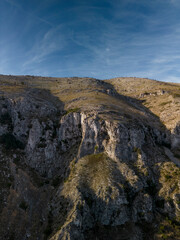 Aerial view of Serra D'Alfaro  in Malafi ravine, Tollos village, Alicante, Costa Blanca, Spain - stock photo