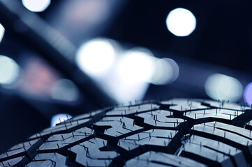 Tire pattern. wheels of supercar special tires rolled water.