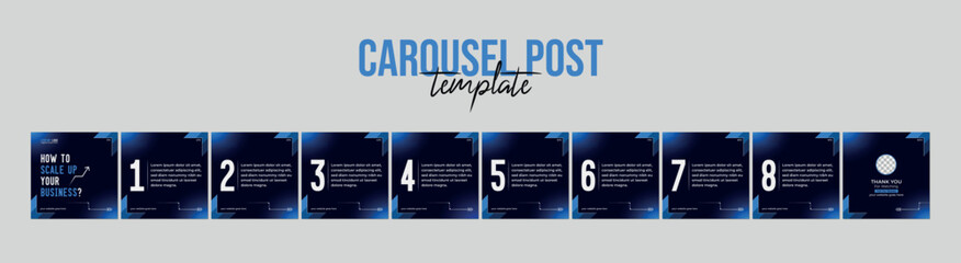Set of Linkedin Carousel Post, editable social media Instagram carousel post, modern and creative business carousel post template, eps 10.