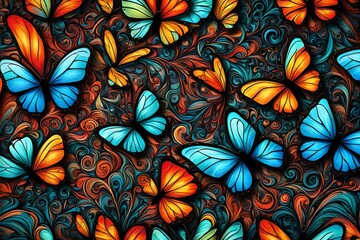 Fototapeta na wymiar Painting butterfly, swirl abstract element design